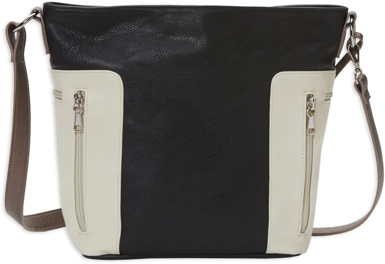 Convertible Hobo/Crossbody Style Black/Tan Purse W/ Holster
