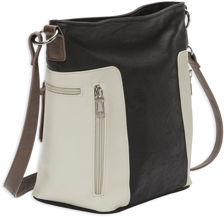 Convertible Hobo/Crossbody Style Black/Tan Purse W/ Holster