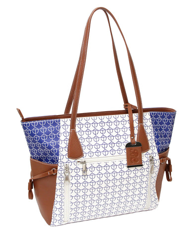 Tote Style Purse w/ Holster - White & Blue